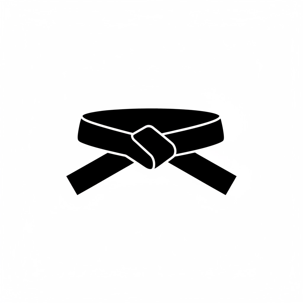 Icône noire représentant une ceinture d'arts martiaux nouée.